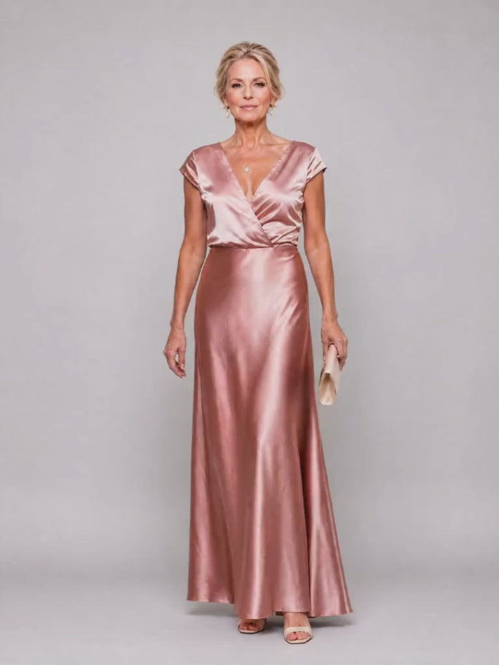 Felicitas – Wickel-Maxikleid mit Kurzärmeln in 4 Farben