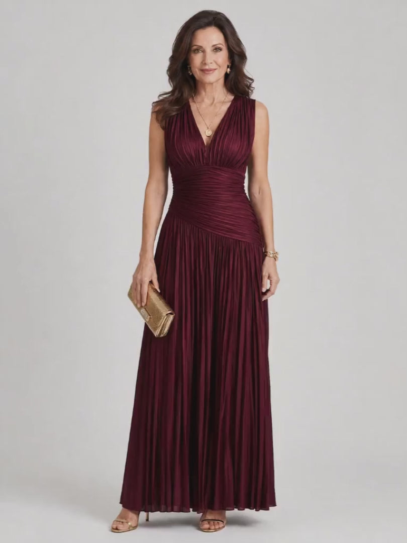 Dorothea | Ärmelloses Plissee-Midikleid