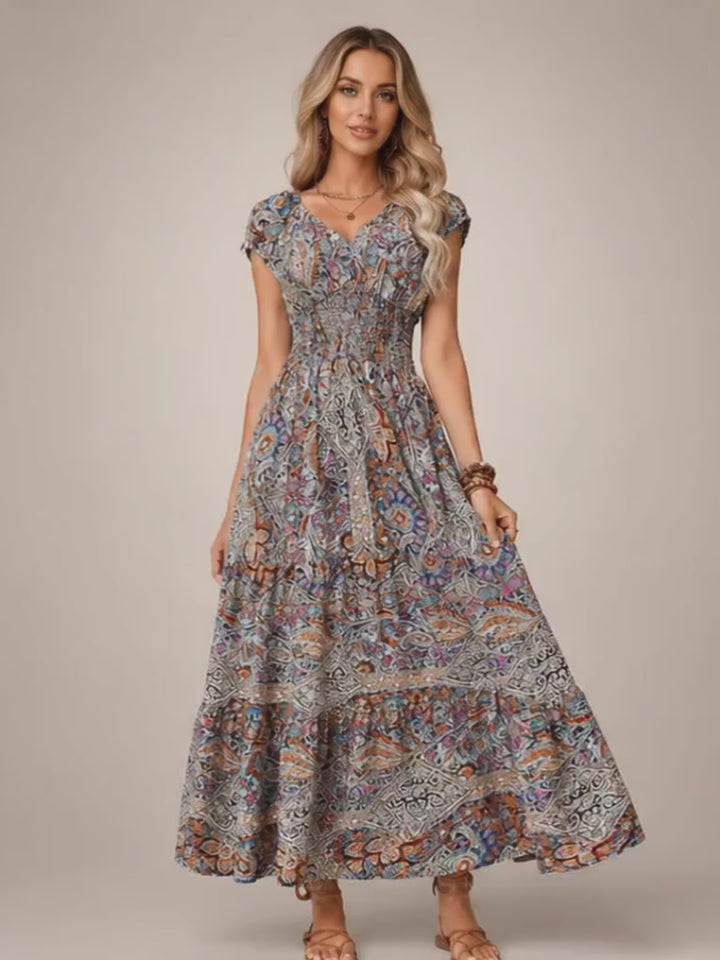 Ottilie | Boho-Maxikleid mit Paisley-Patchwork-Print