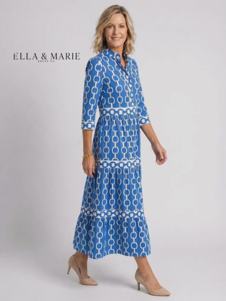 Ella | Midi-jurk met kettingpatroon
