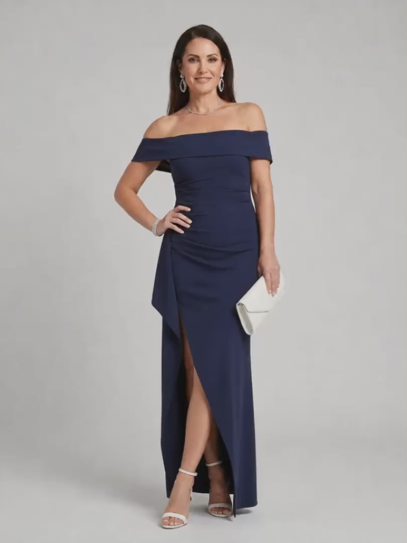 Helga | Off-Shoulder-Abendkleid mit hohem Seitenschlitz