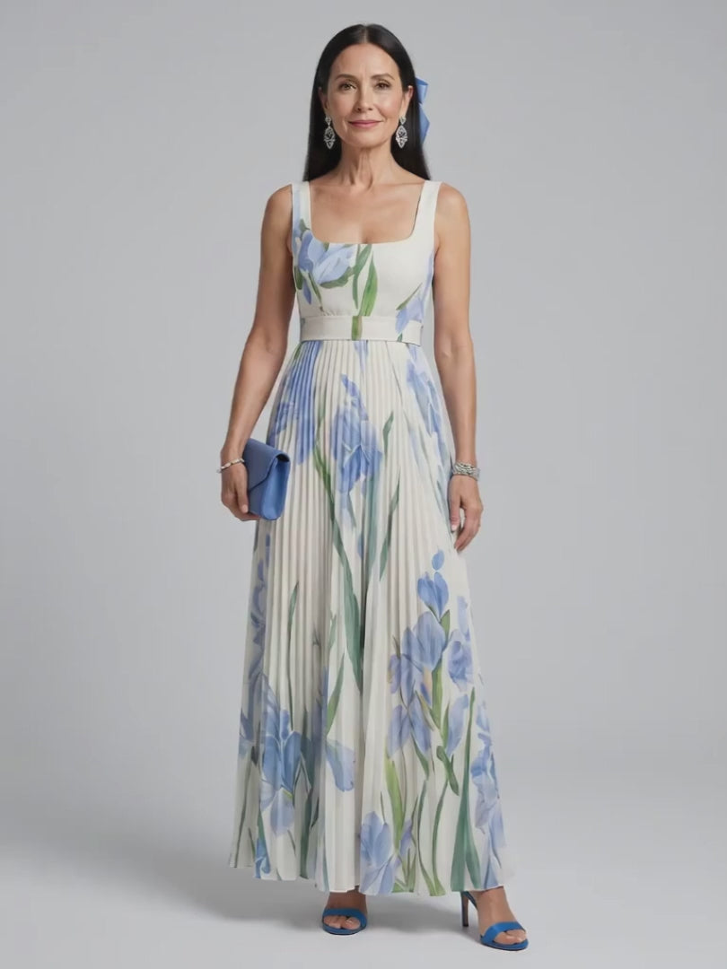 Adelheid | Geblümtes Midikleid mit eckigem Ausschnitt