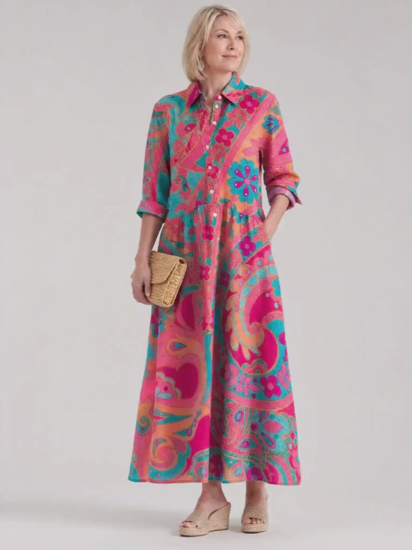 Augusta | Bedrucktes Hemdblusenkleid mit Kragen
