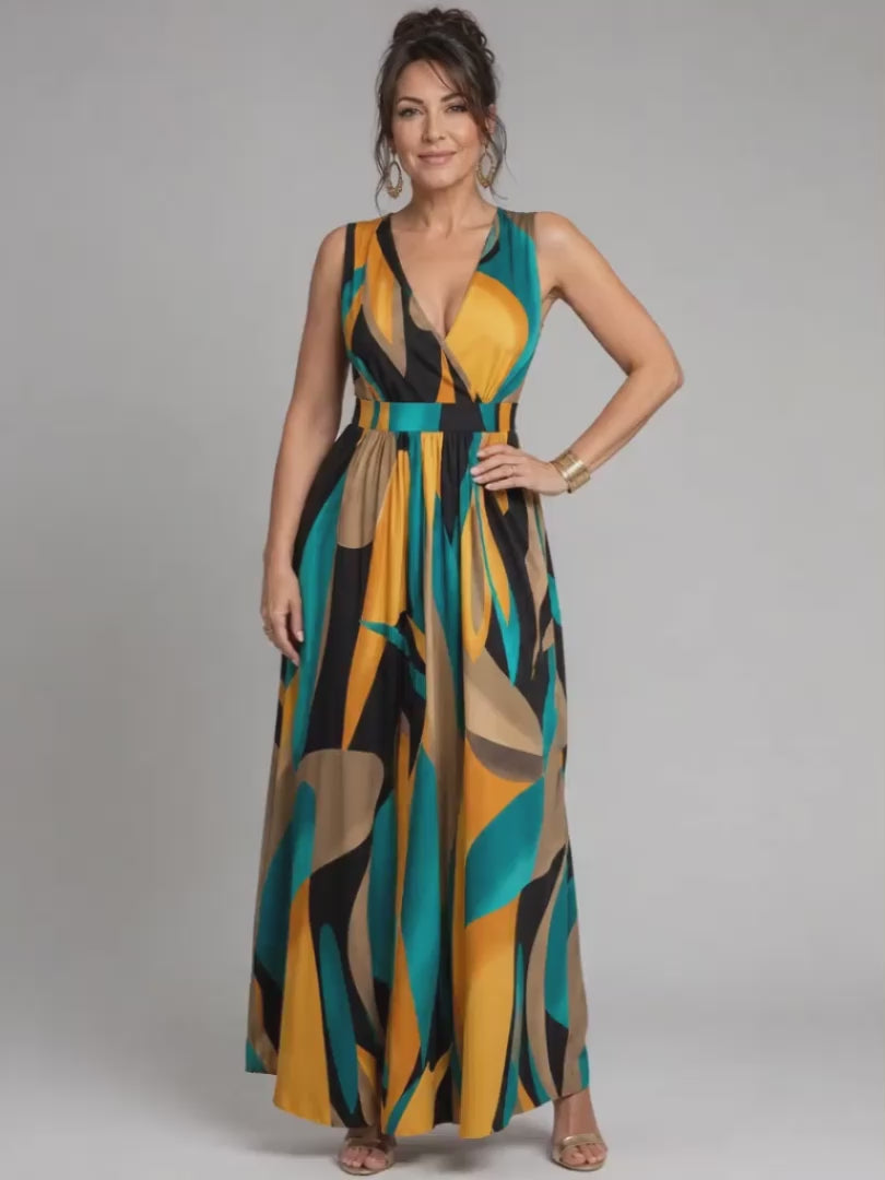 Sigrid | Maxikleid mit abstraktem Print