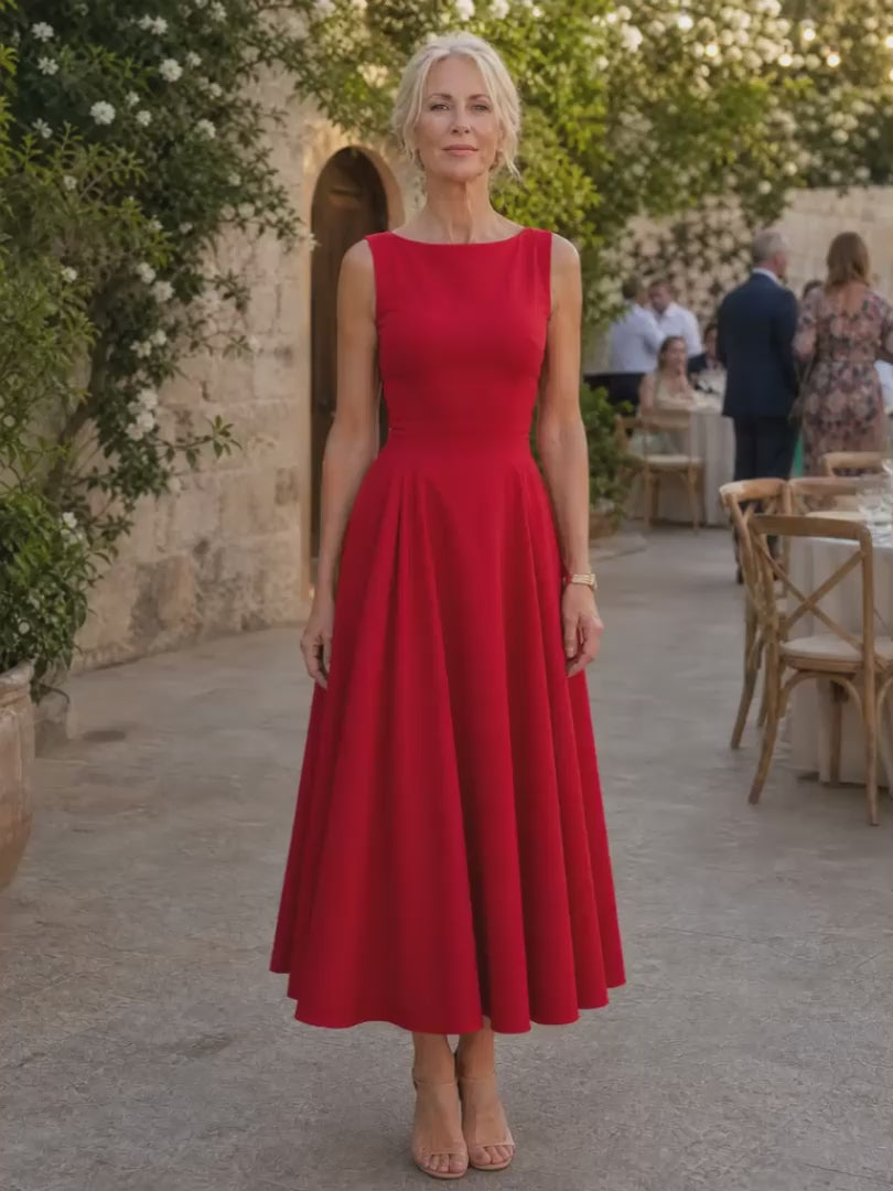Gisela | Ärmelloses Midikleid mit taillierter Passform