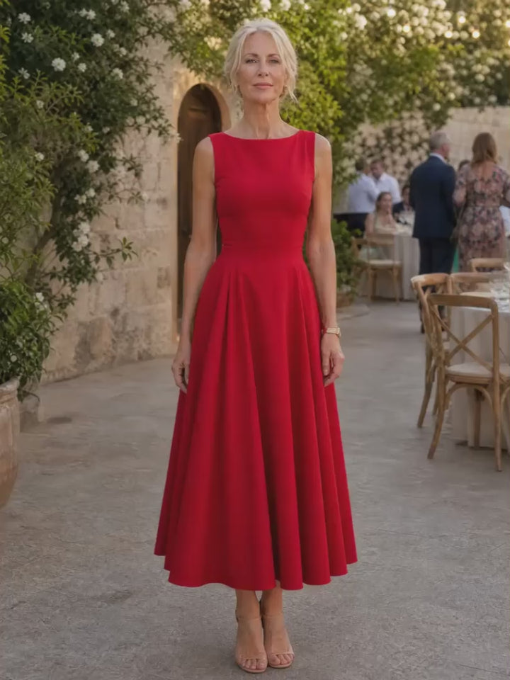 Gisela | Ärmelloses Midikleid mit taillierter Passform