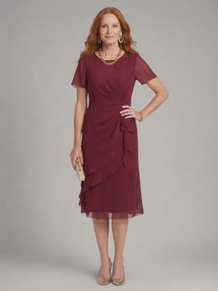 Sandra | Kurzärmeliges Stufen-Midikleid