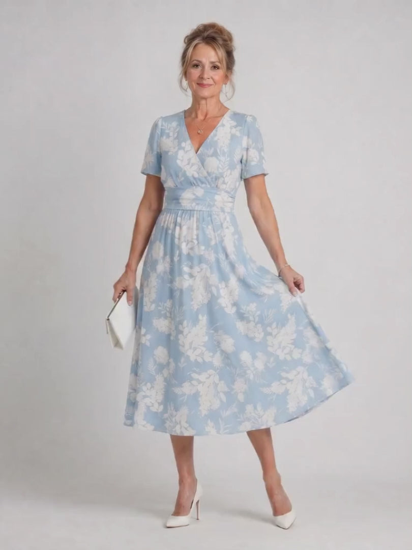 Theodora | Geblümtes Midikleid mit V-Ausschnitt