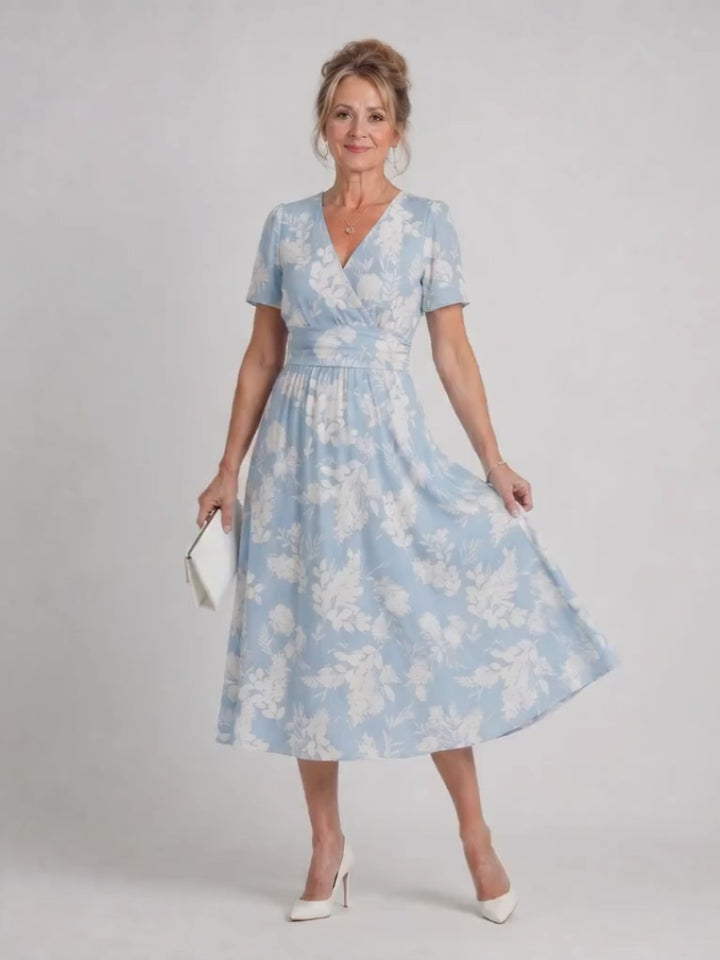 Theodora | Geblümtes Midikleid mit V-Ausschnitt