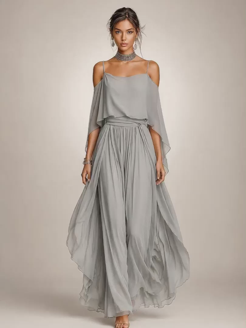 Felicitas | Elegantes Chiffon-Set mit Cold-Shoulder-Detail