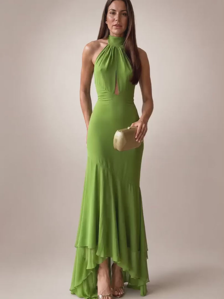 Vera | Drapiertes Midikleid mit Halterneck