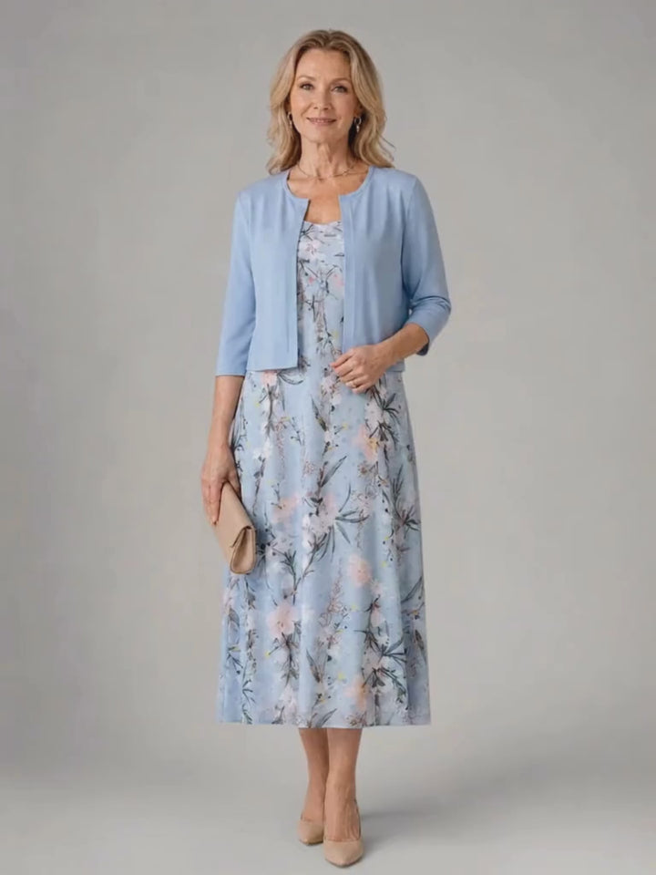 Marlene | Florales Midikleid mit Kurzjacke