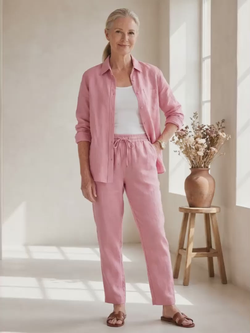 Heidi | Leinen-Set mit Hemd und schmaler Hose