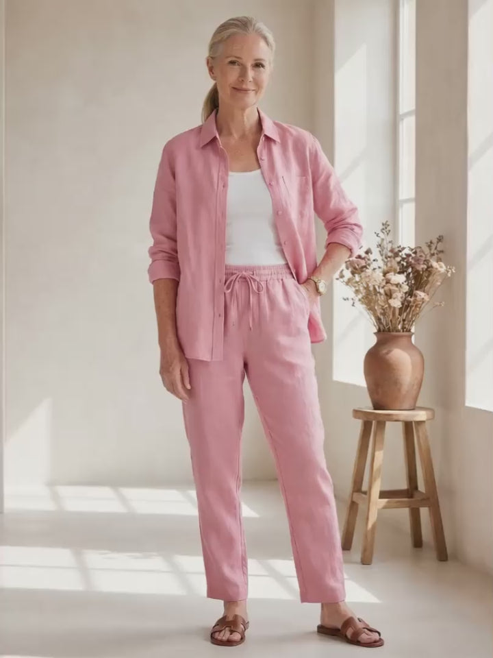 Heidi | Leinen-Set mit Hemd und schmaler Hose
