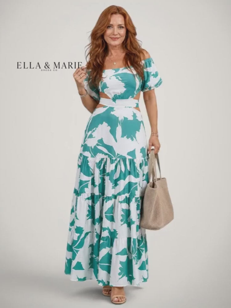 Katharina | Schulterfreies Maxikleid mit Cut-outs