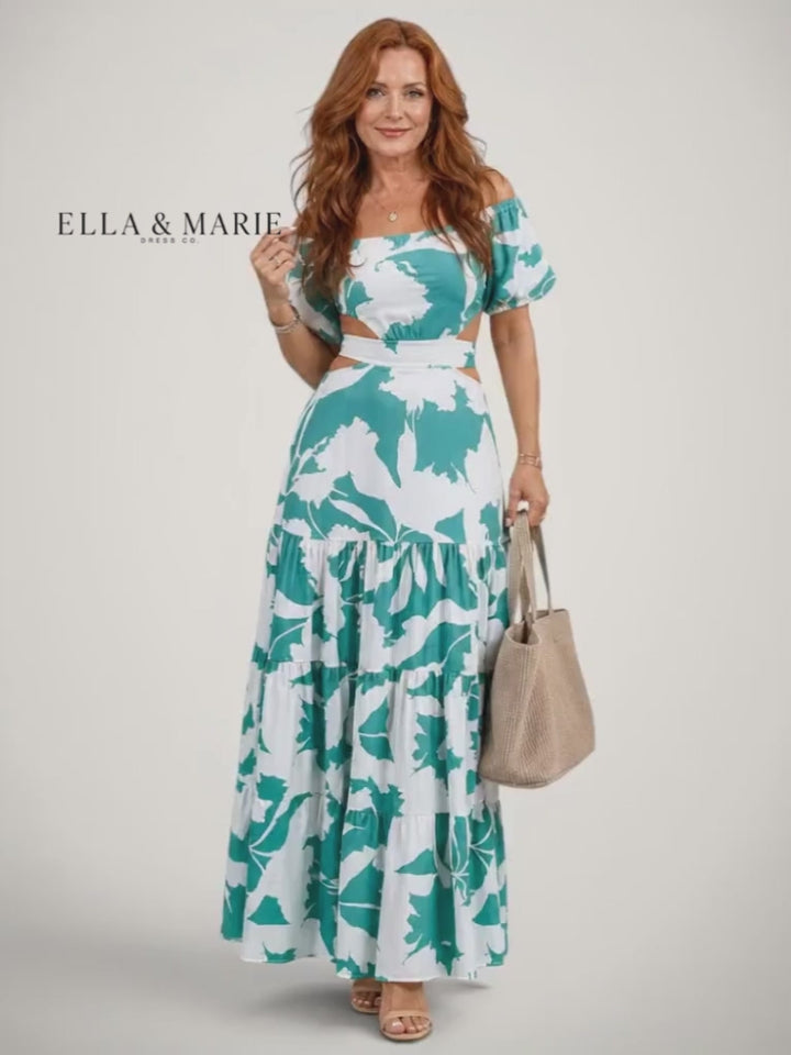Katharina | Schulterfreies Maxikleid mit Cut-outs