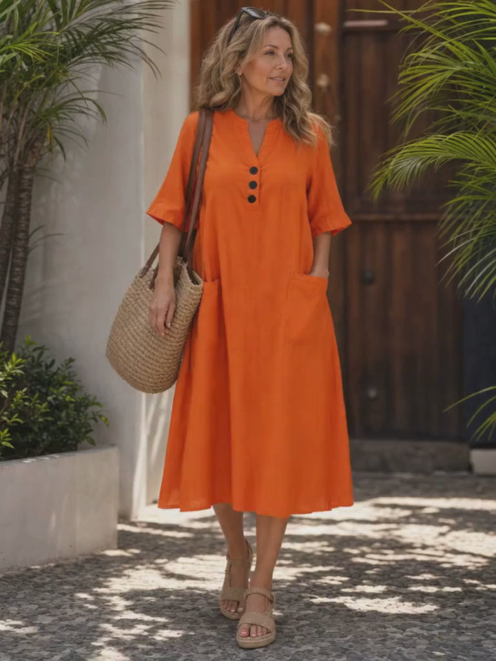 Lumar | Midikleid mit Knopfdetail
