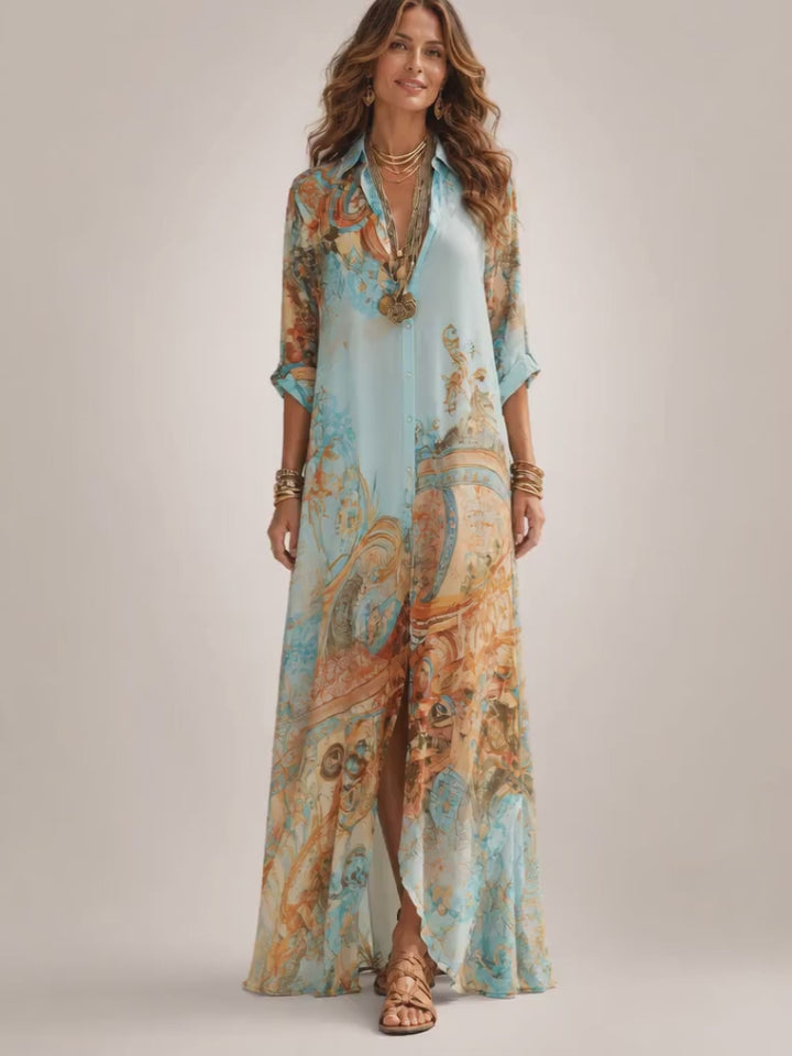 Liane | Geblümtes Maxikleid mit Knopfleiste