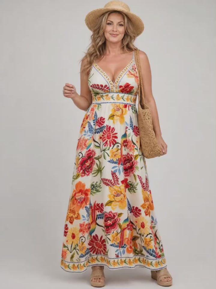 Ingeborg | Geblümtes Maxikleid mit Empire-Taille