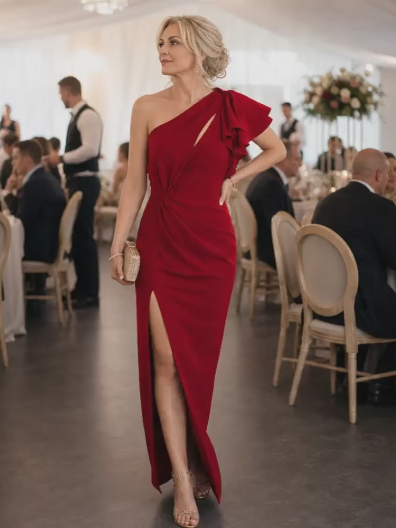 Ulrike | One-Shoulder-Midikleid mit drapiertem Oberteil