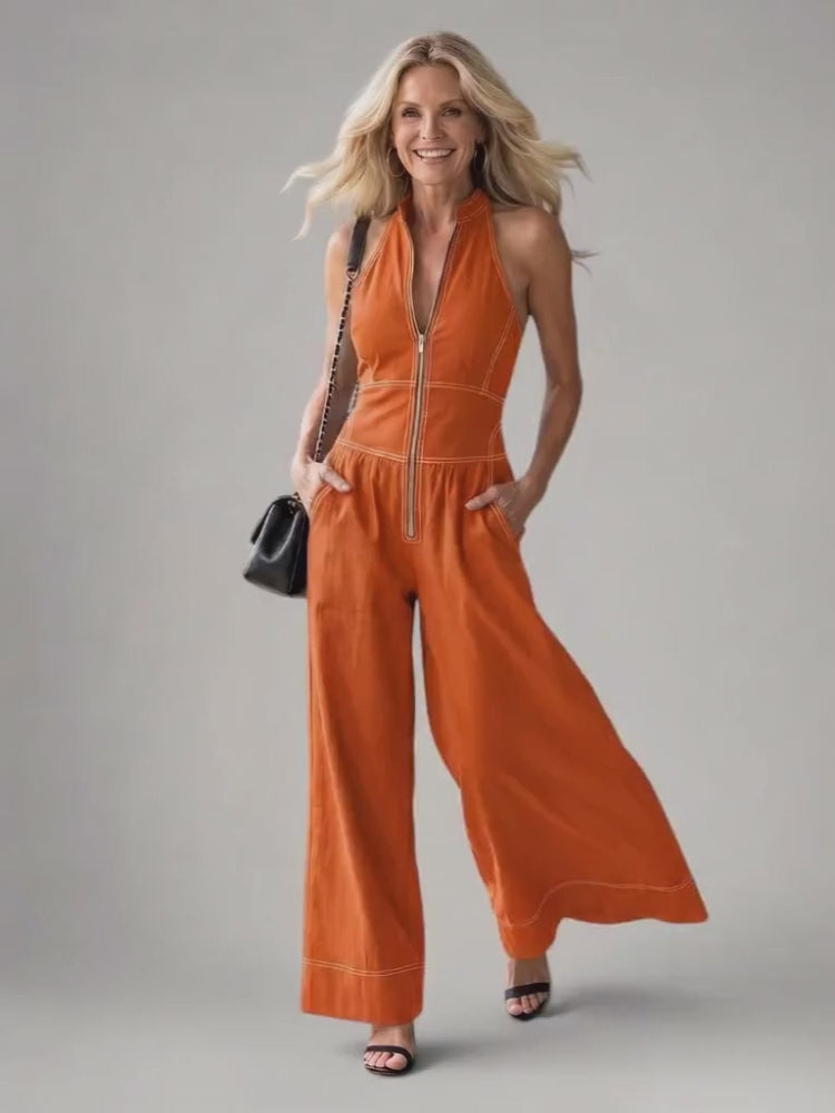 Theresa | Weiter Jumpsuit mit Reißverschluss