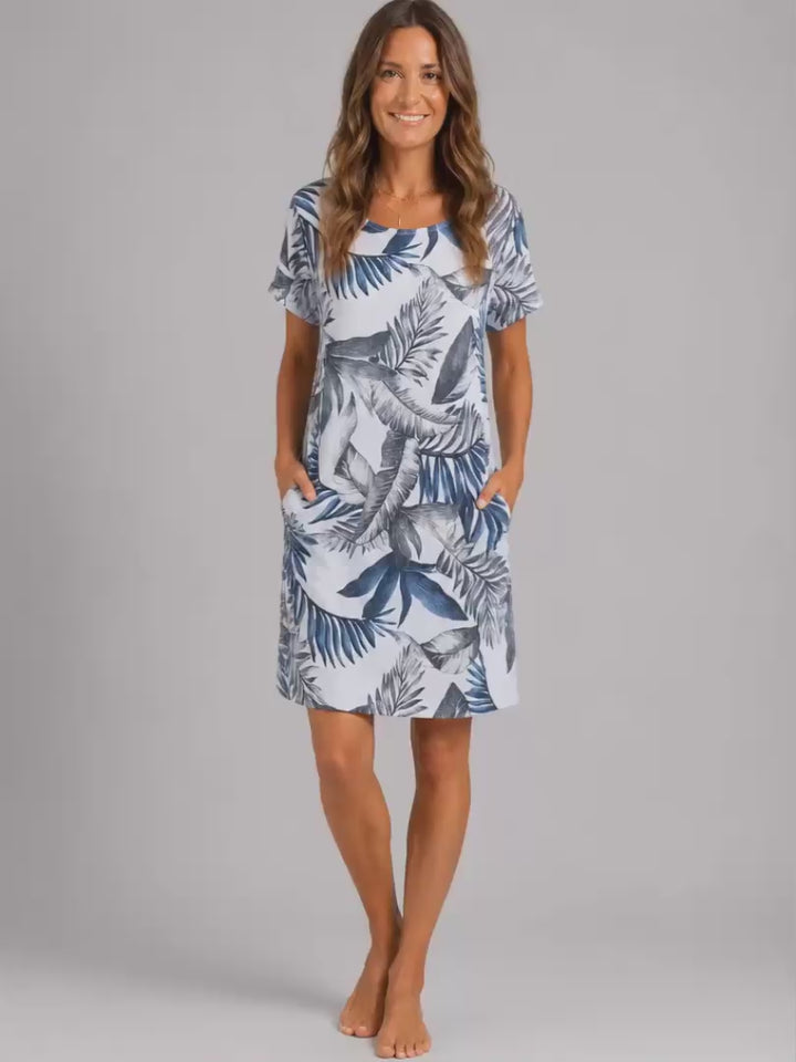 Carolin | Rundhalskleid mit floralem Print
