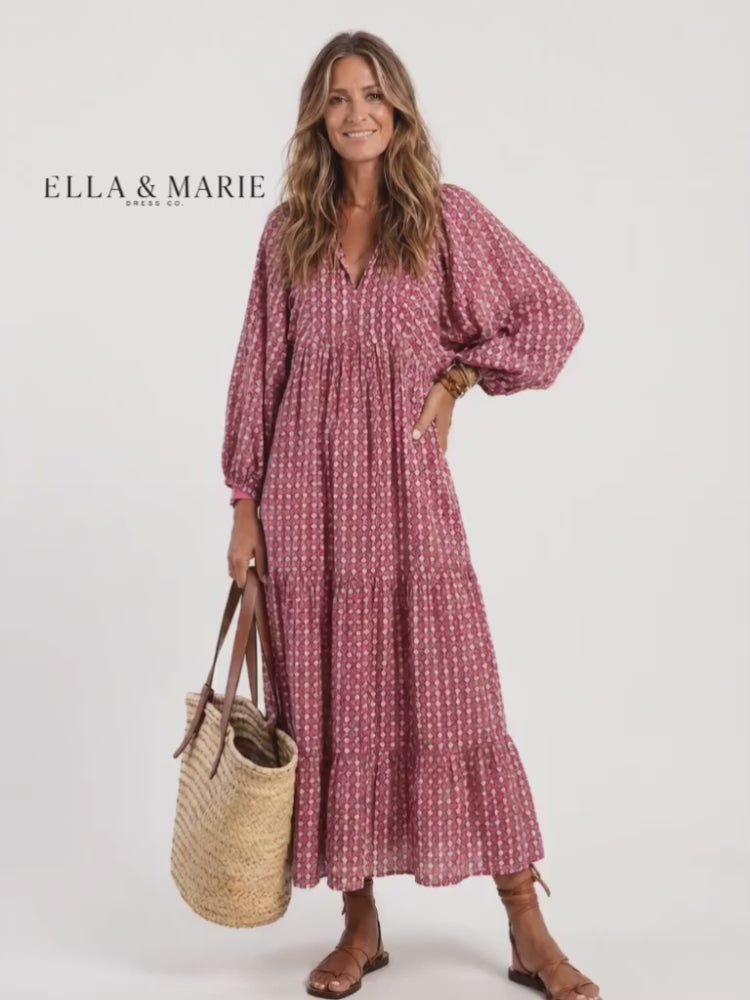 Greta | Midikleid mit geometrischem Muster