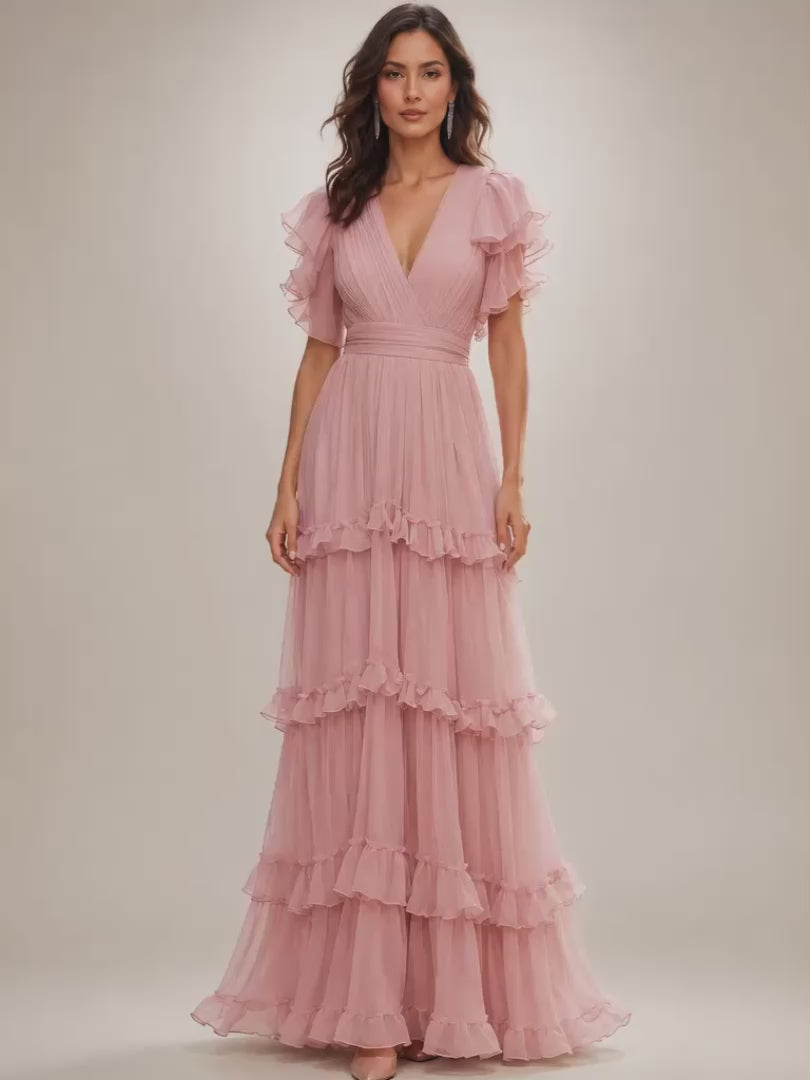 Agathe | Volant-Wickelkleid mit V-Ausschnitt