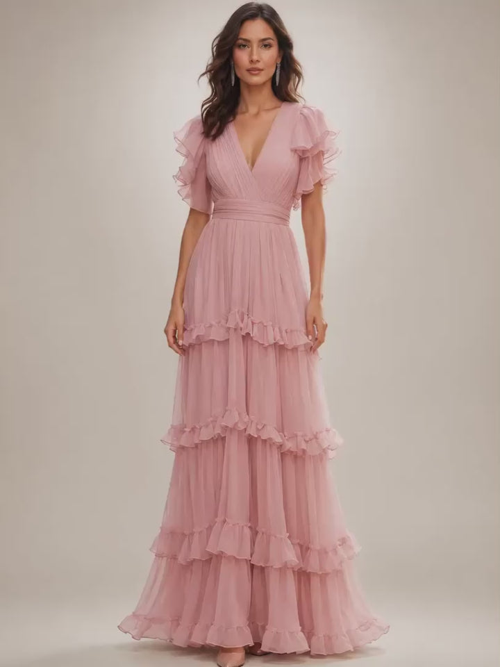 Agathe | Volant-Wickelkleid mit V-Ausschnitt