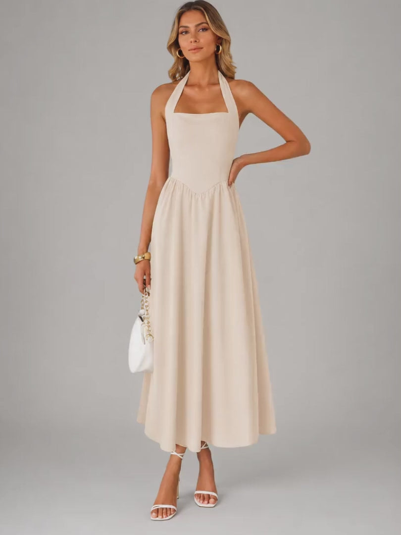 Carlotta | Neckholder-Midikleid mit Raffung