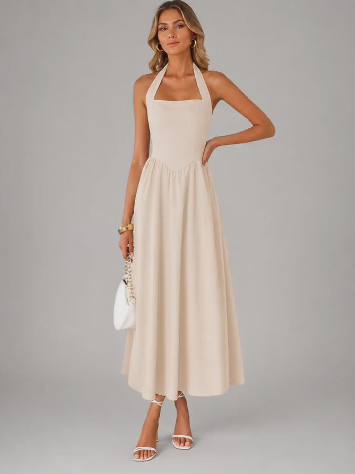 Carlotta | Neckholder-Midikleid mit Raffung