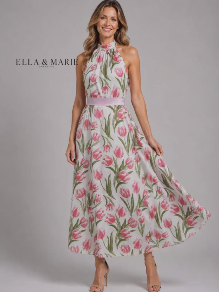 Jutta | Bloemen midi-jurk