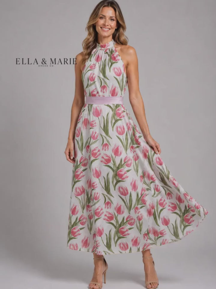 Jutta | Bloemen midi-jurk