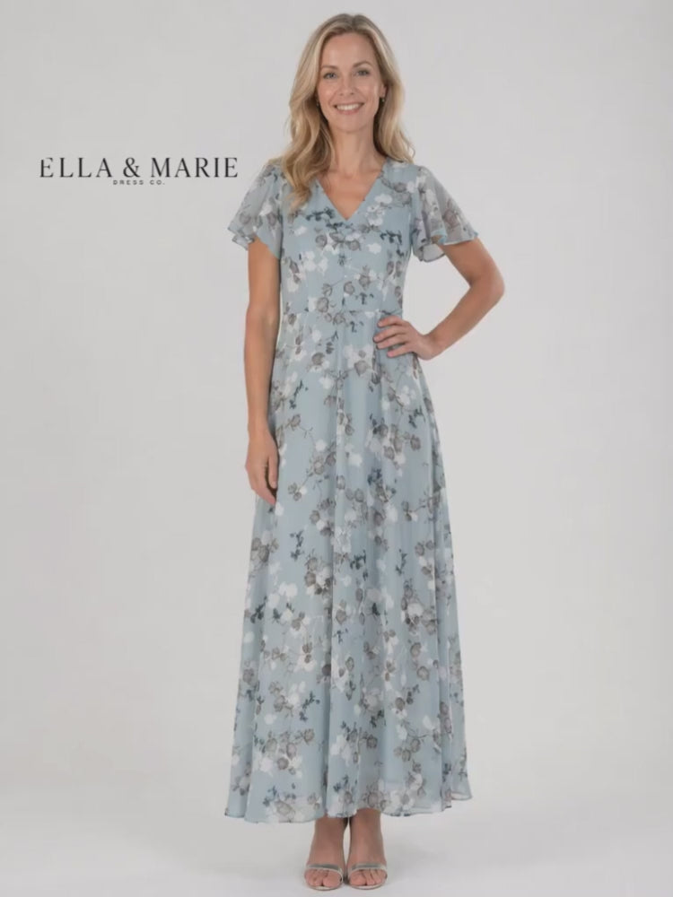 Amelie | Bloemenchiffon maxi-jurk