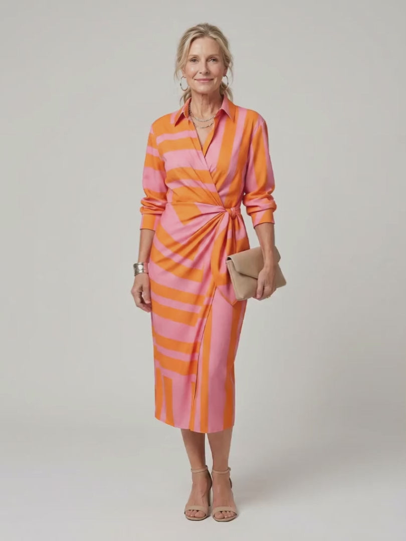 Nora | Langärmeliges Wickelkleid mit Kragen