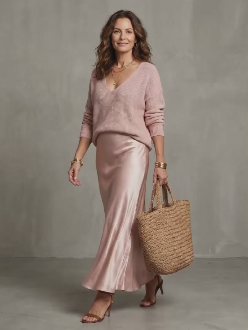Juliane | Strick-Set mit Satin-Slipskirt