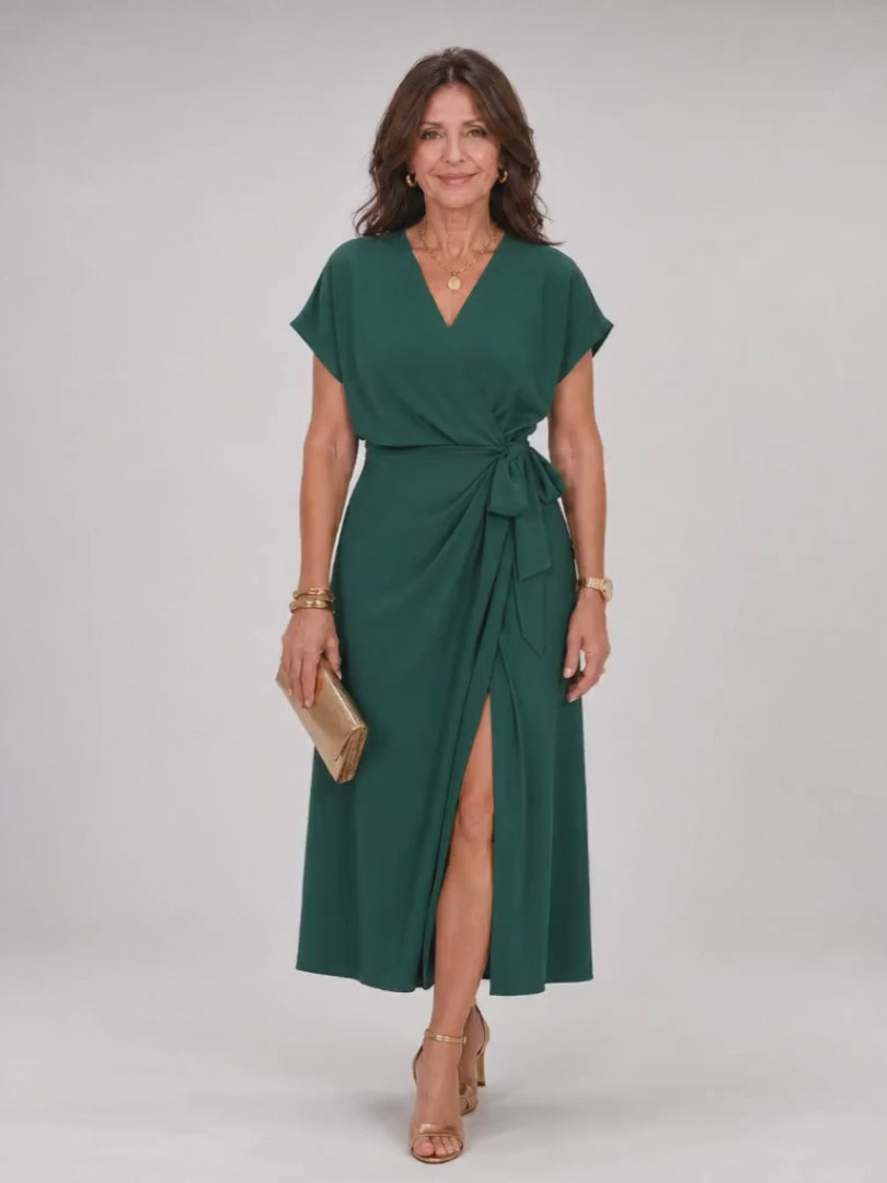 Rosalie | Midi-Wickelkleid mit kurzen Ärmeln