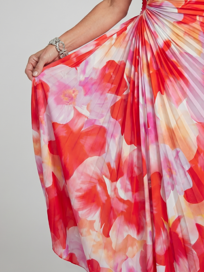 Rosalinde Schulterfreies Plissee-Midikleid – Ansicht 02
