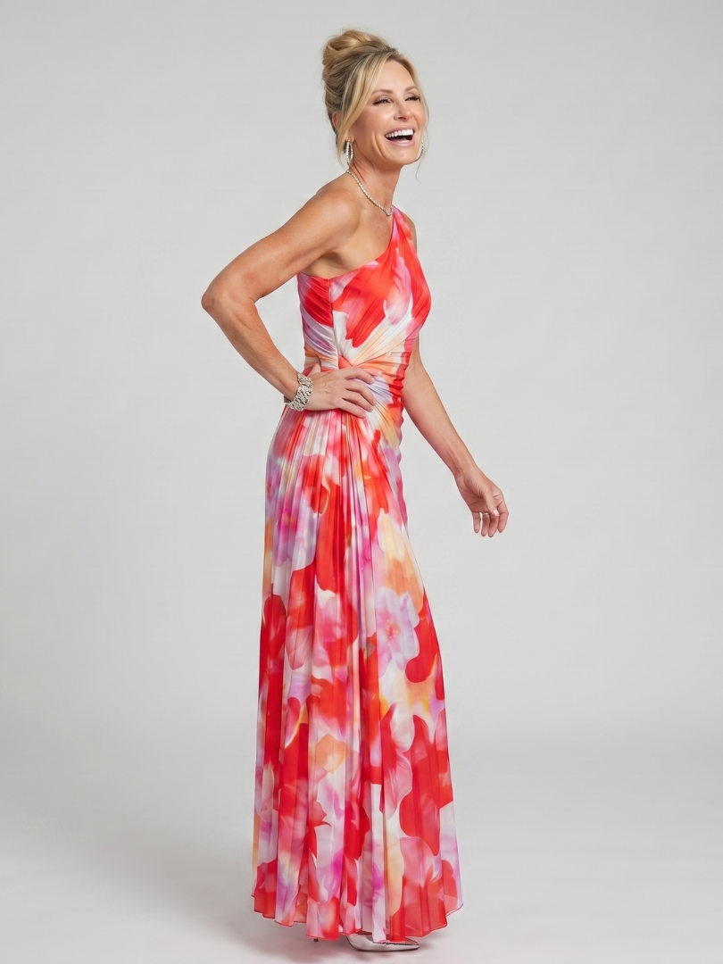 Rosalinde Schulterfreies Plissee-Midikleid – Ansicht 03