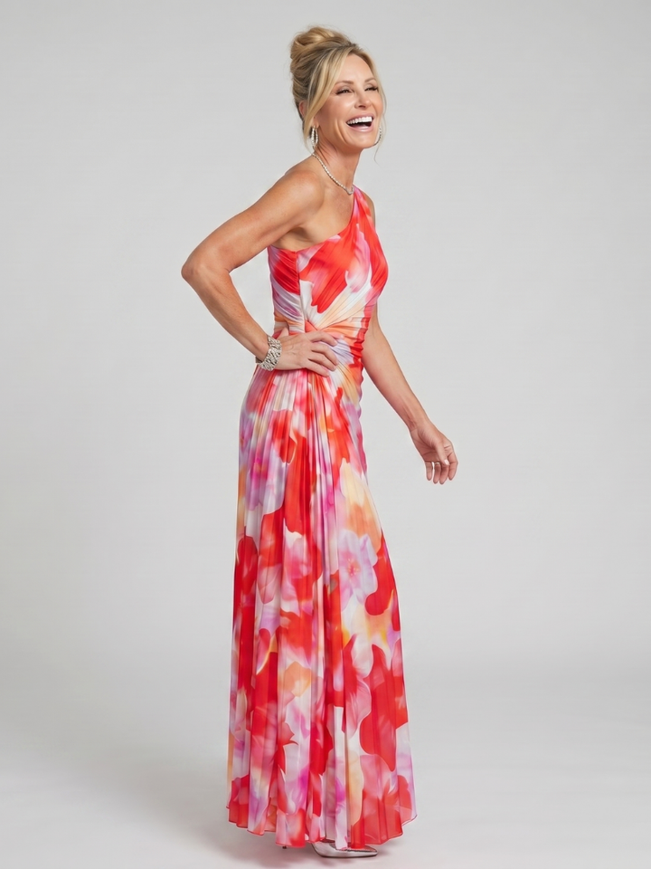 Rosalinde Schulterfreies Plissee-Midikleid – Ansicht 03