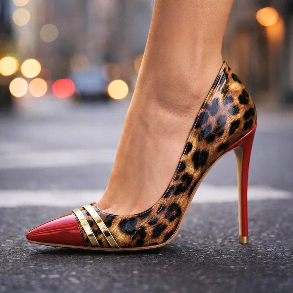 Roswitha | Spitze Stiletto-Pumps im Leopardprint – Ansicht 04