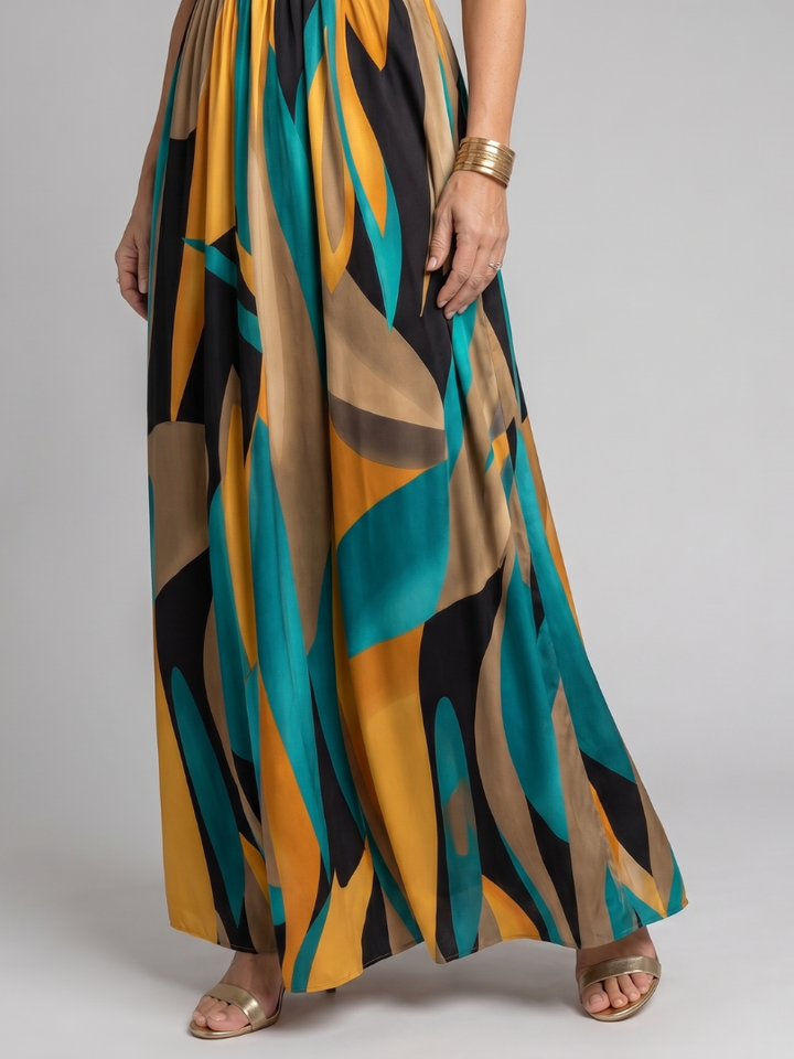 Sigrid | Maxikleid mit abstraktem Print – Ansicht 03