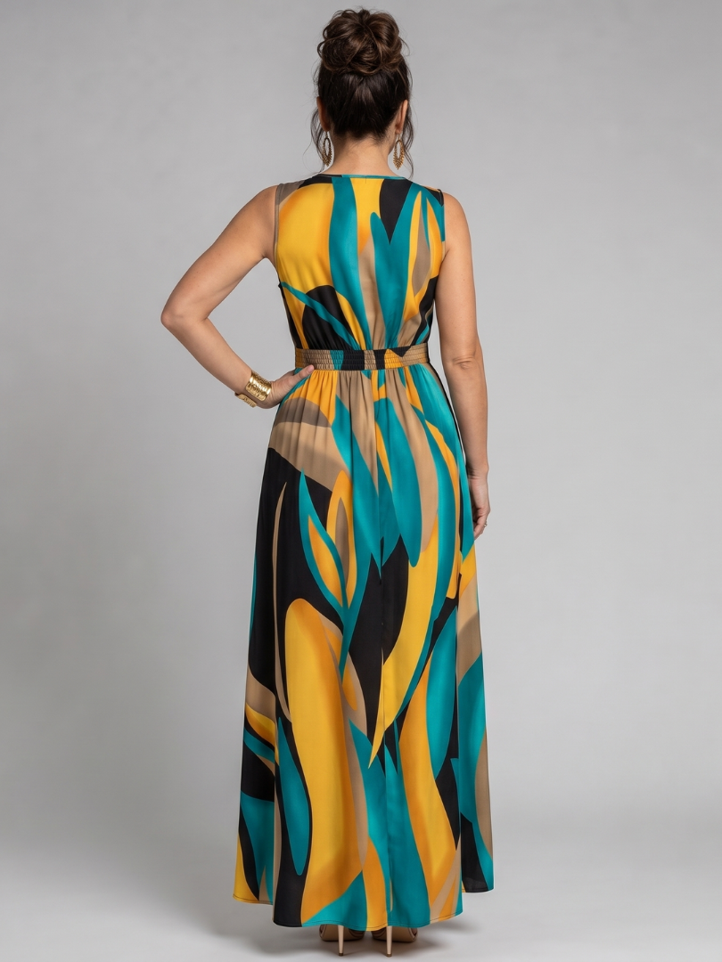Sigrid | Maxikleid mit abstraktem Print – Ansicht 04